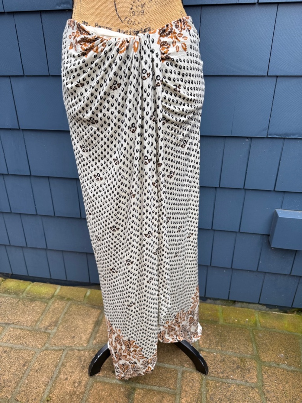 Free People Cream and Brown Maxi Skirt
